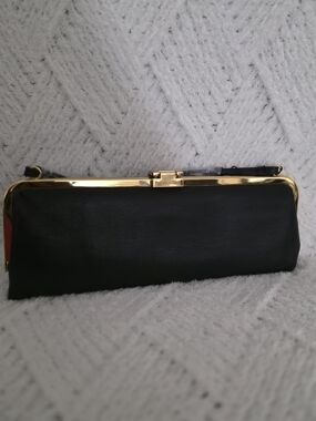 Mango Black Clutch with Gold Frame